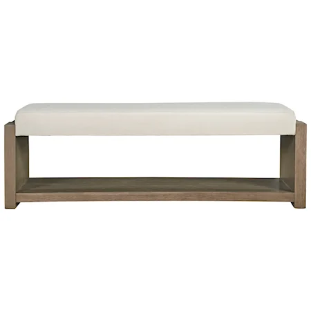 Contemporary Upholstered Bench with Bottom Shelf