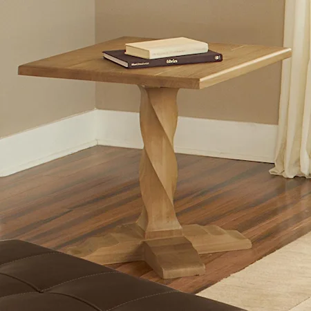 Square End Table with Solid Pine Pedestal Base