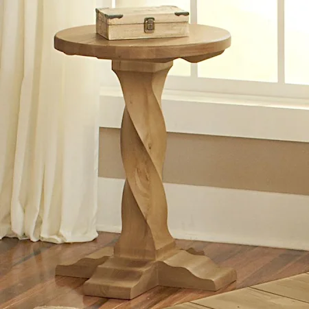 Chairside Table with Solid Pine Pedestal Base