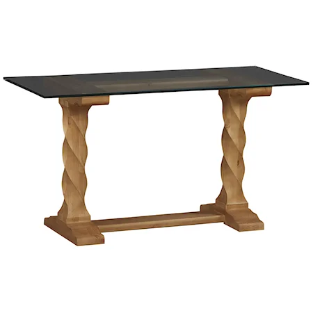 Laptop/Tablet Desk with Glass Top and Carved Solid Pine Legs