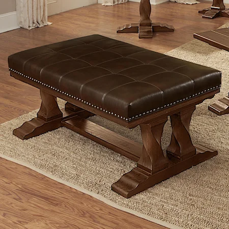 Upholstered Cocktail Ottoman, Bonded Leather