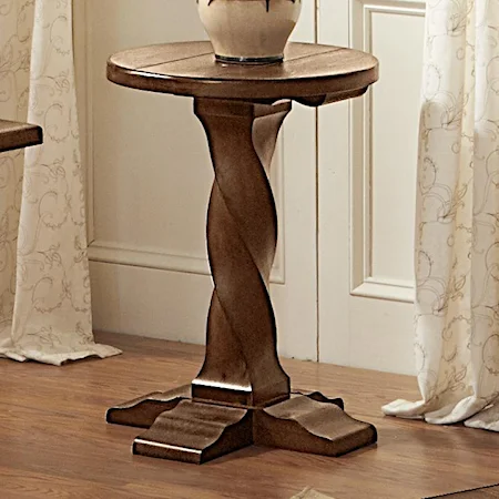 Chairside Table with Solid Pine Pedestal Base