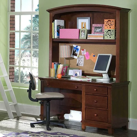 Single Pedestal Computer Desk and Hutch