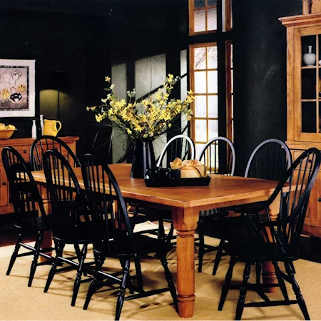 Farmhouse Dining Table and Eight Windsor Chairs