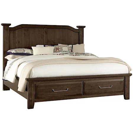 Transitional Queen Arch Bed With 2 Drawer Storage Footboard