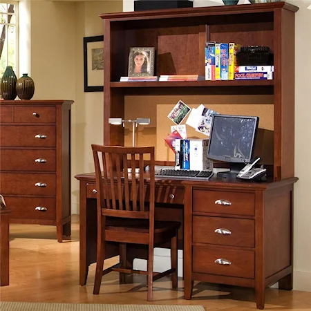 Desk with Three Drawers & Computer Hutch