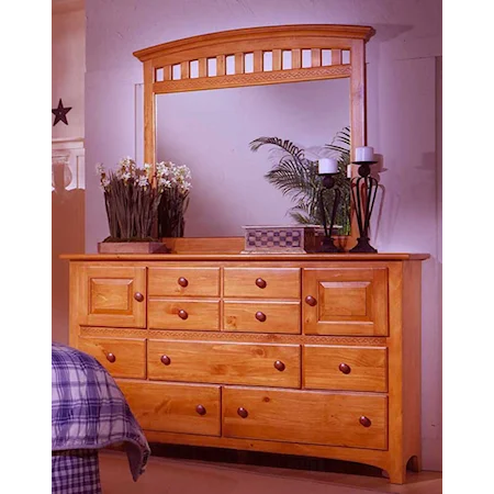 Pine Triple Dresser & Landscape Mirror