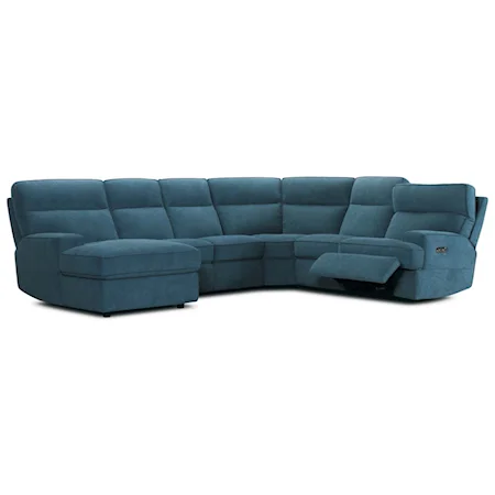 Contemporary 6 Piece Power Reclining Sectional Sofa with 2 Recliners and 2 Power Headrests