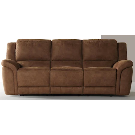 Reclining Sofa with Wrap-and-Fold Pillow Arms and Contrast Stitching