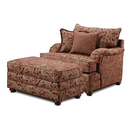 Traditional Chair and Ottoman Set