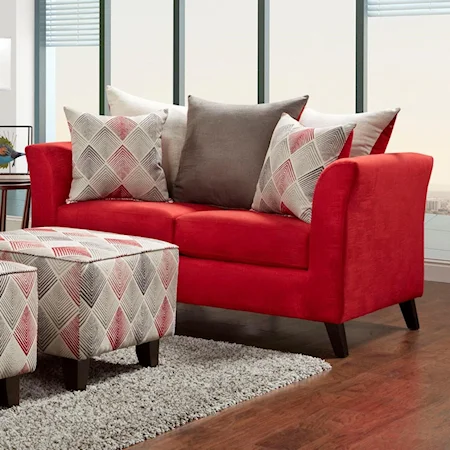 Contemporary Love Seat with Loose-Pillow Back