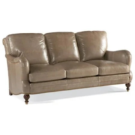 Traditional Leather Sofa with Nailheads and Ferrules