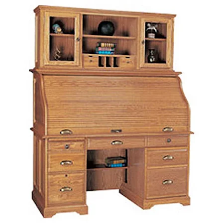 62" Computer Roll Top Desk and Hutch