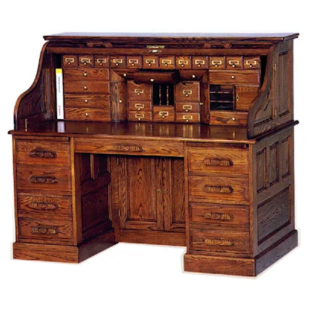 60" Traditional Roll Top Desk with Hidden Storage