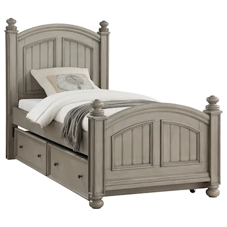Relaxed Vintage Twin Panel Bed with Turned Posts