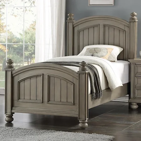 Relaxed Vintage Twin Panel Bed with Turned Posts