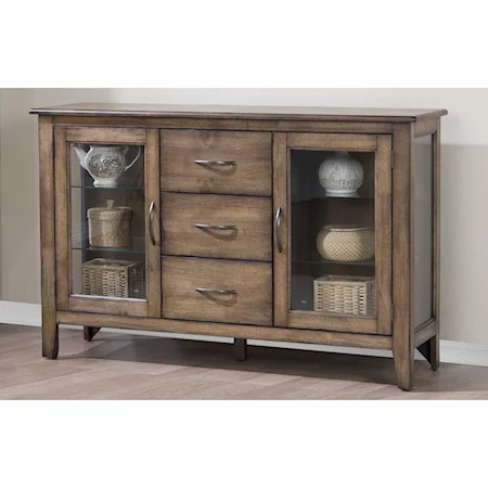 54" Sideboard with Glass Doors and Felt Lined Drawers
