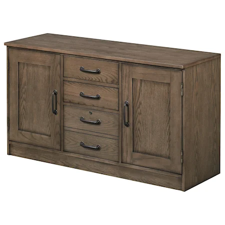Transitional 54" Credenza with Locking File Cabinet