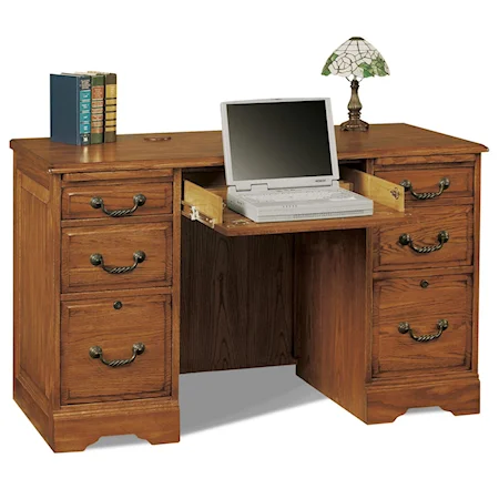 Traditional 48" Writing Desk with Locking File Drawers