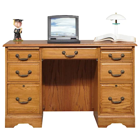 Traditional 48" Writing Desk with Locking File Drawers