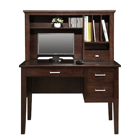 42" Single Pedestal Desk and Hutch