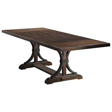Transitional Trestle Table with Two 12" Leaves