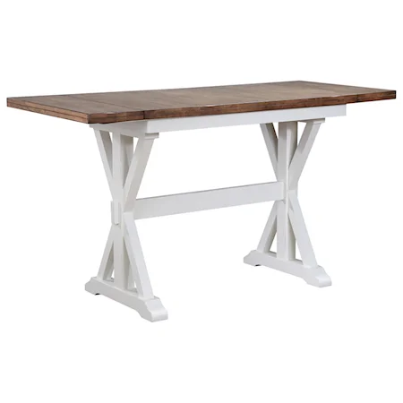 Counter Height Trestle Dining Table with two 10" Leaves