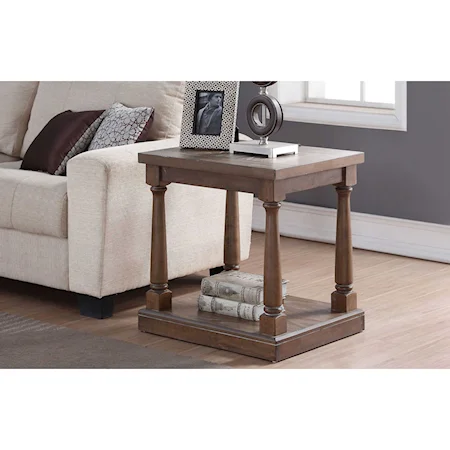 Transitional End Table with Open Shelf