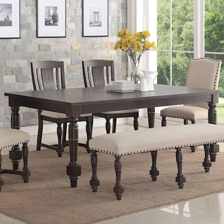 Transitional Rectangular Dining Table w/ 18" Leaf