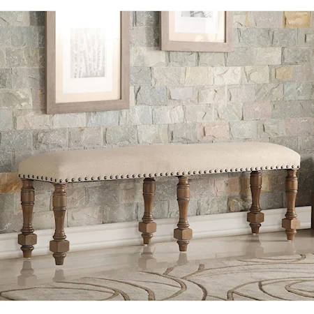 Upholstered Bench with Nailhead