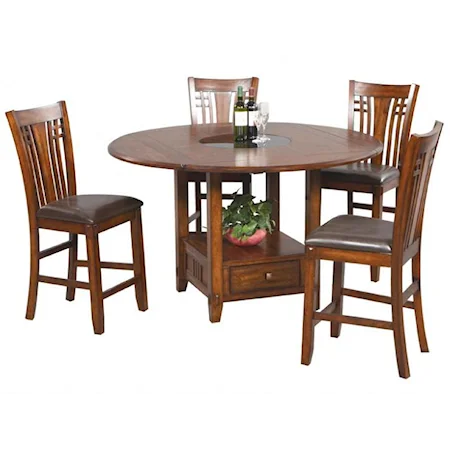 5 Piece Mission Style Counter Table  and Barstools