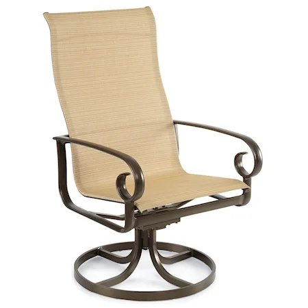 Ultimate High Back Sling Rocking Dining Chair with Scrolled Arms
