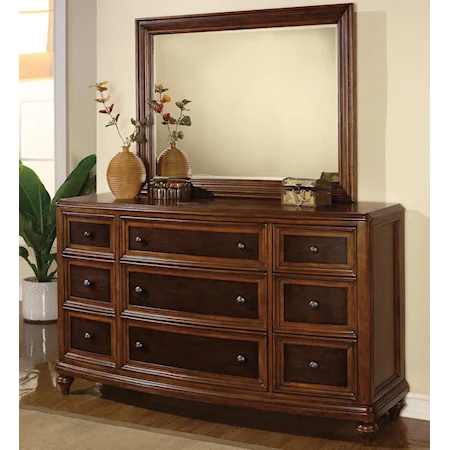 9 Drawer Dresser and Mirror Combination