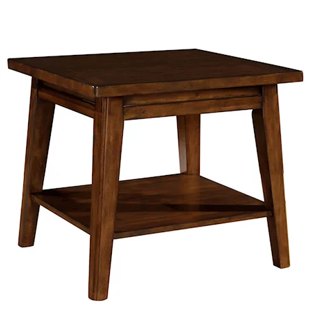 Square Top End Table with Base Shelf